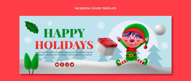 Gradient christmas social media cover template