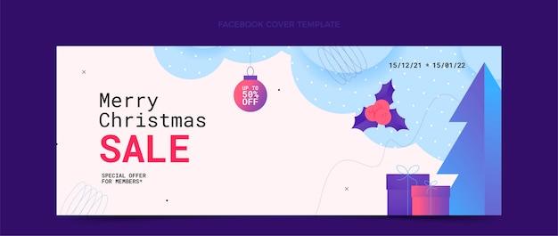 Gradient christmas social media cover template