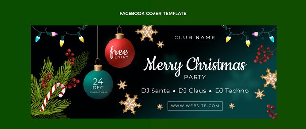 Gradient christmas social media cover template