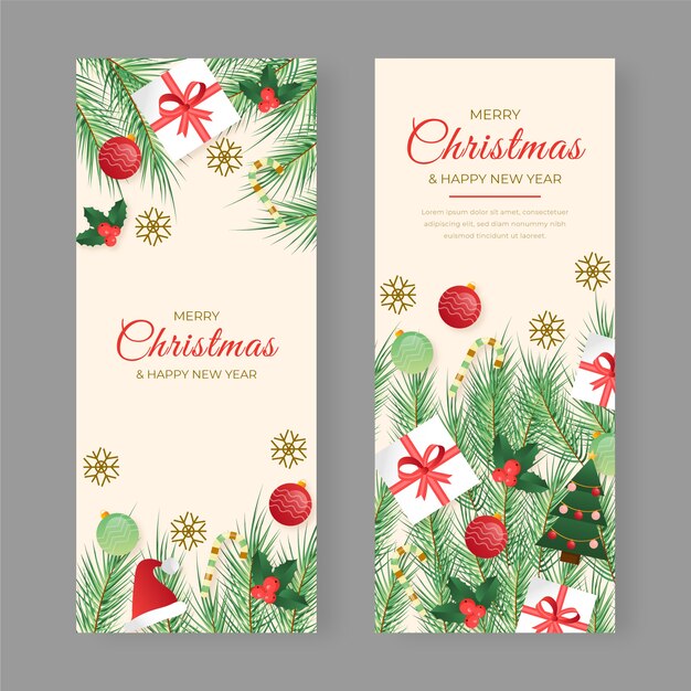 Gradient christmas vertical banners set