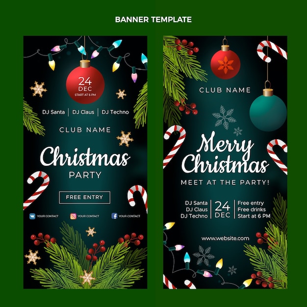 Gradient christmas vertical banners set