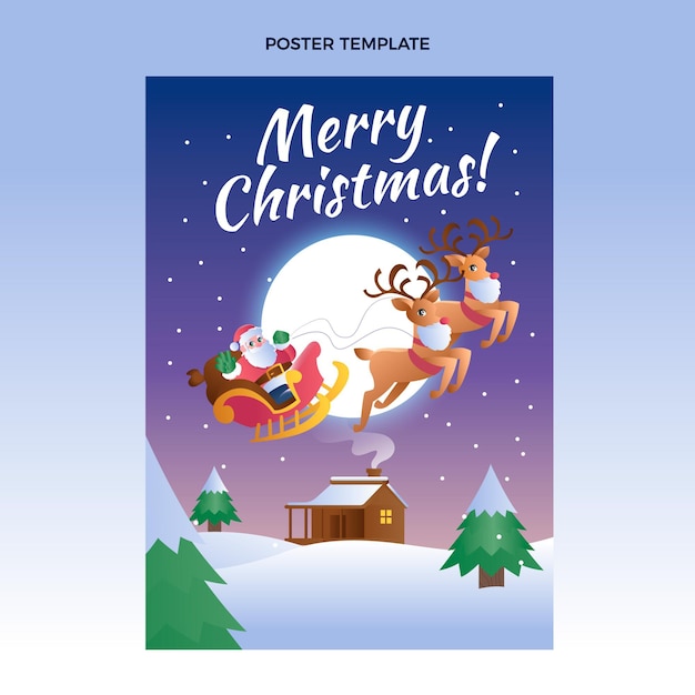 Gradient christmas vertical poster template