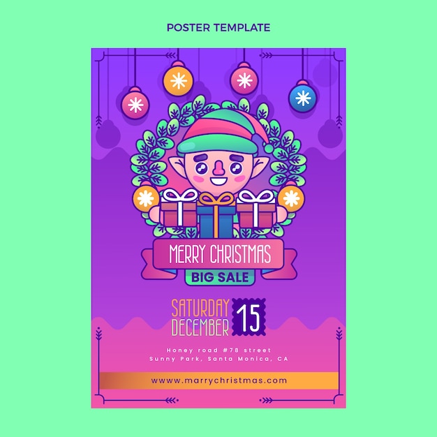 Gradient christmas vertical poster template