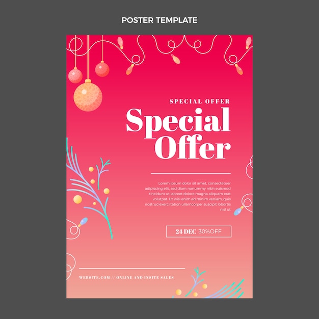 Gradient christmas vertical poster template