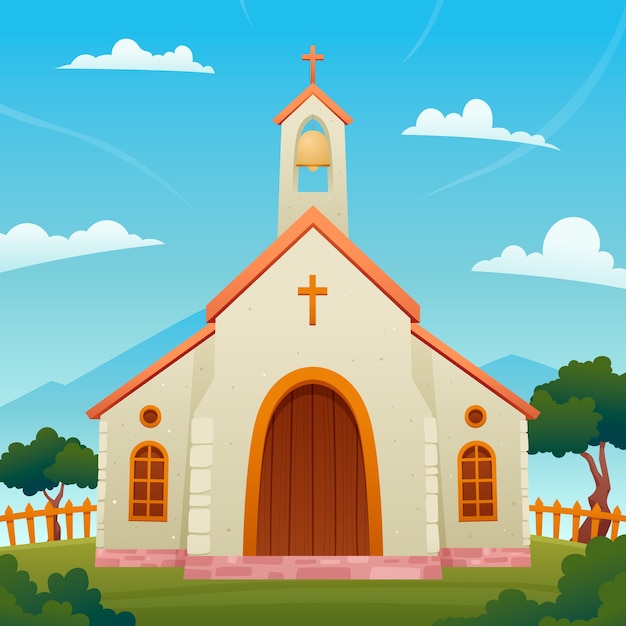 Gradient church building illustration