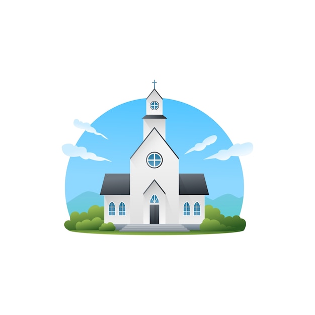 Free vector gradient church building illustration