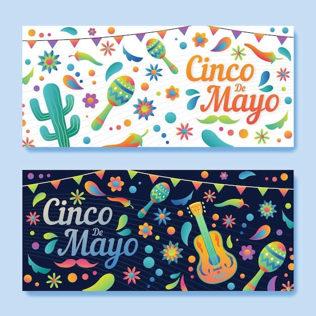 Free Vector gradient cinco de mayo banners set