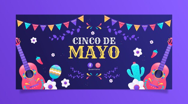 Gradient cinco de mayo horizontal banner template