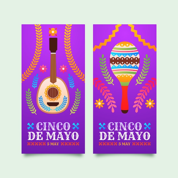 Gradient cinco de mayo vertical banners pack