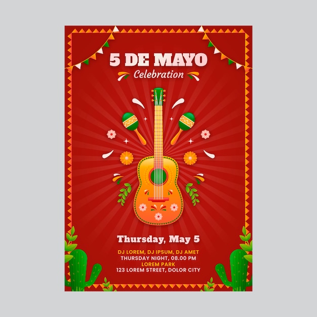 Gradient cinco de mayo vertical poster template