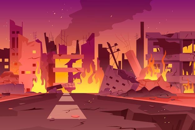 Free Vector gradient city on fire background