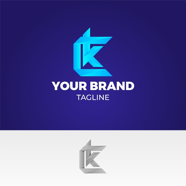 Gradient ck or kc logo template