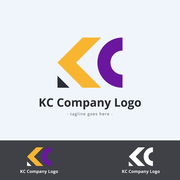 Gradient ck or kc logo template