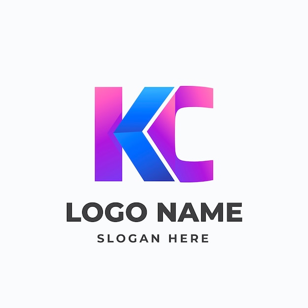 Gradient ck or kc logo template