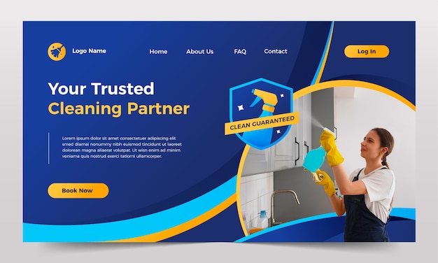 Free Vector gradient cleaning service landing page template