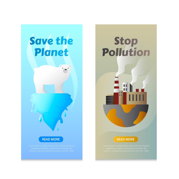 Free Vector gradient climate change banners