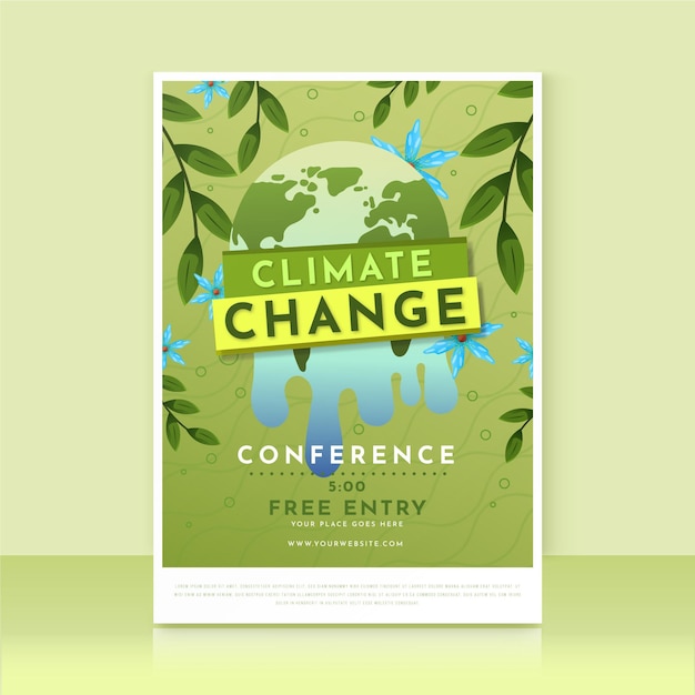 Free vector gradient climate change flyer template