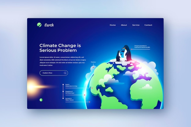 Free Vector gradient climate change landing page template