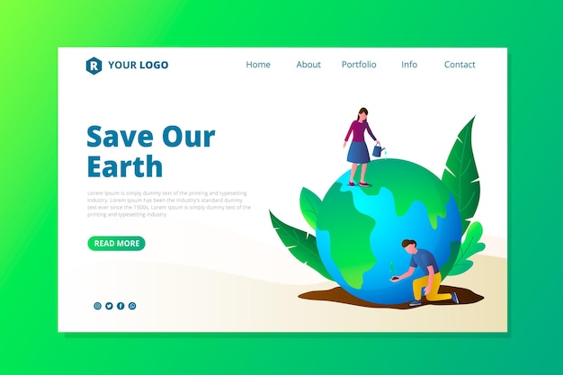 Free Vector gradient climate change landing page