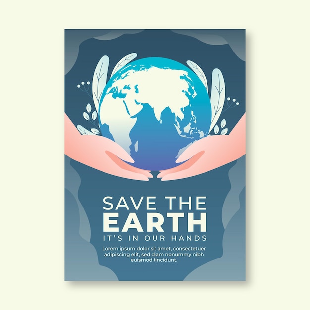 Gradient climate change vertical flyer template