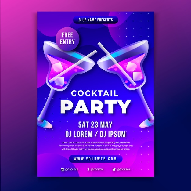 Free vector gradient cocktail flyer design