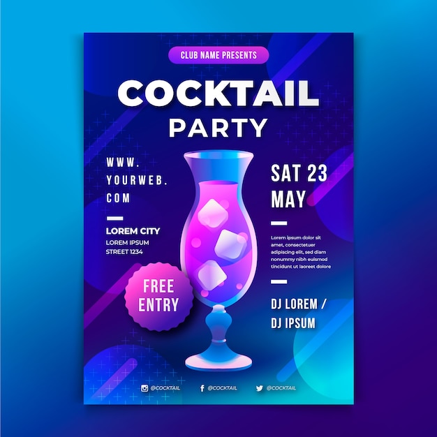 Free vector gradient cocktail flyer design