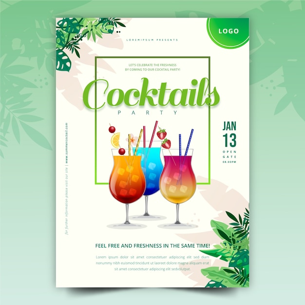 Free vector gradient cocktail flyer template