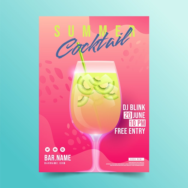 Gradient cocktail flyer template