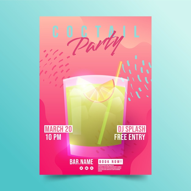 Gradient cocktail flyer template