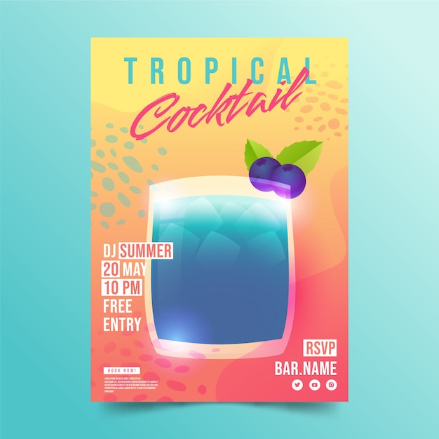 Gradient cocktail flyer template