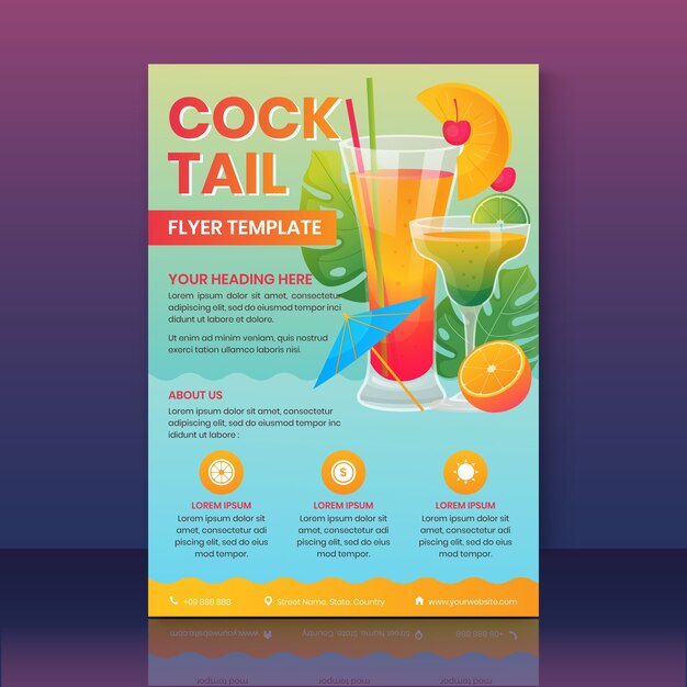 Gradient cocktail flyer template