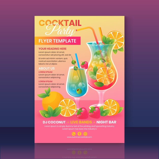 Gradient cocktail flyer template