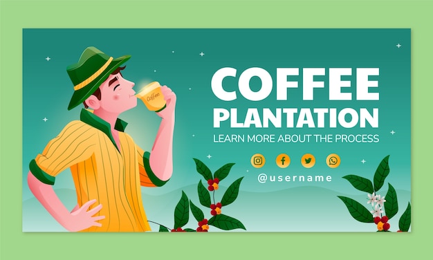 Free Vector gradient coffee plantation facebook template