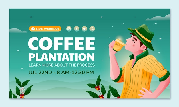 Free Vector gradient coffee plantation webinar