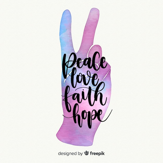 Gradient color hand peace sign background