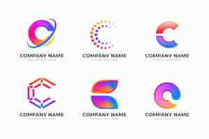 Free vector gradient colored c logo template collection