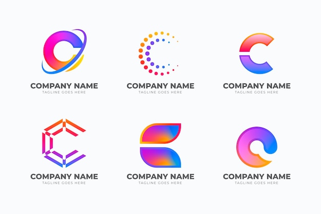 Gradient colored c logo template collection