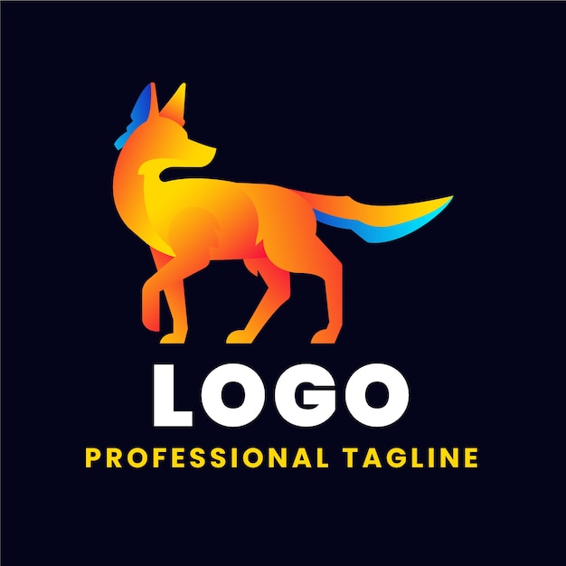 Gradient colored coyote logo template