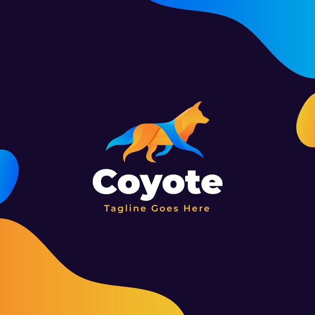 Gradient colored coyote logo template