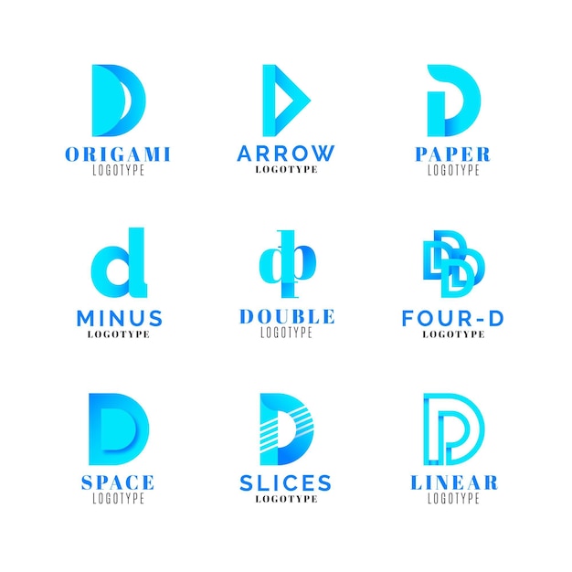 Free vector gradient colored d logo collection