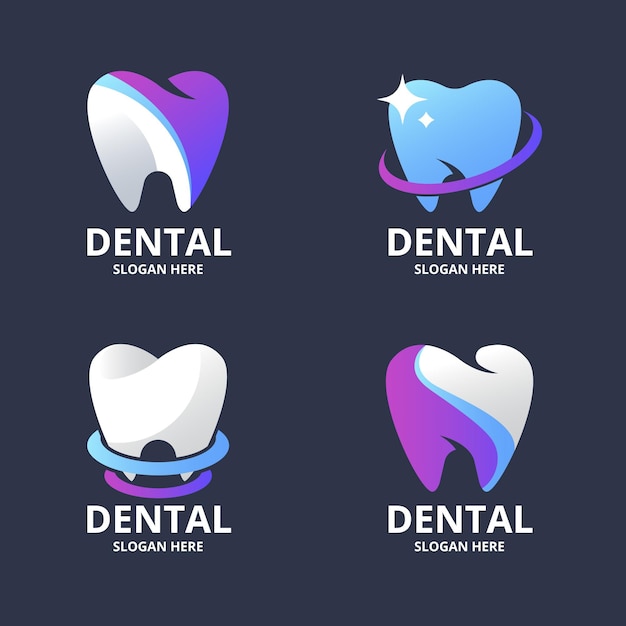 Gradient colored dental logo collection