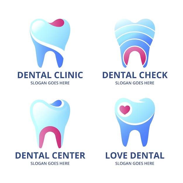 Free Vector gradient colored dental logo collection