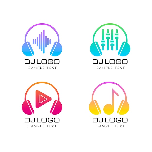 Gradient colored dj logo collection