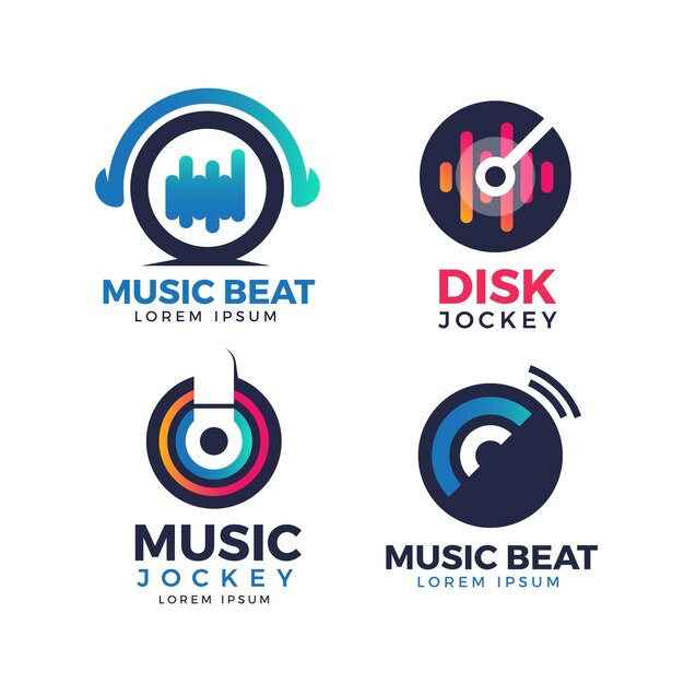 Gradient colored dj logo collection