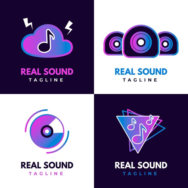 Gradient colored dj logo collection