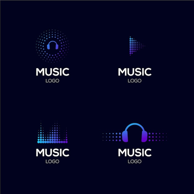 Free Vector gradient colored dj logo set