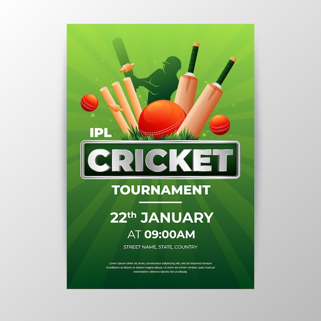 Free Vector gradient colored ipl cricket poster