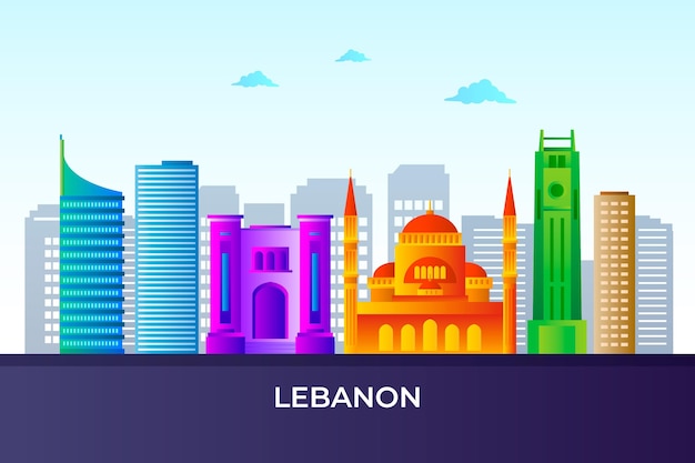 Gradient colored lebanon skyline