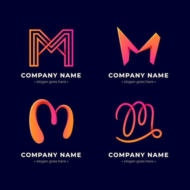 Free vector gradient colored m logos set