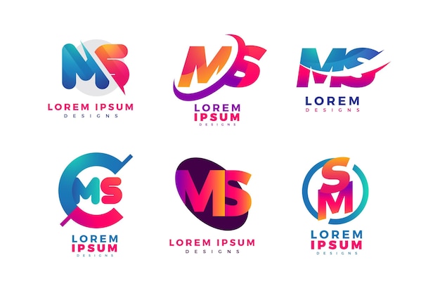 Gradient colored ms logos pack